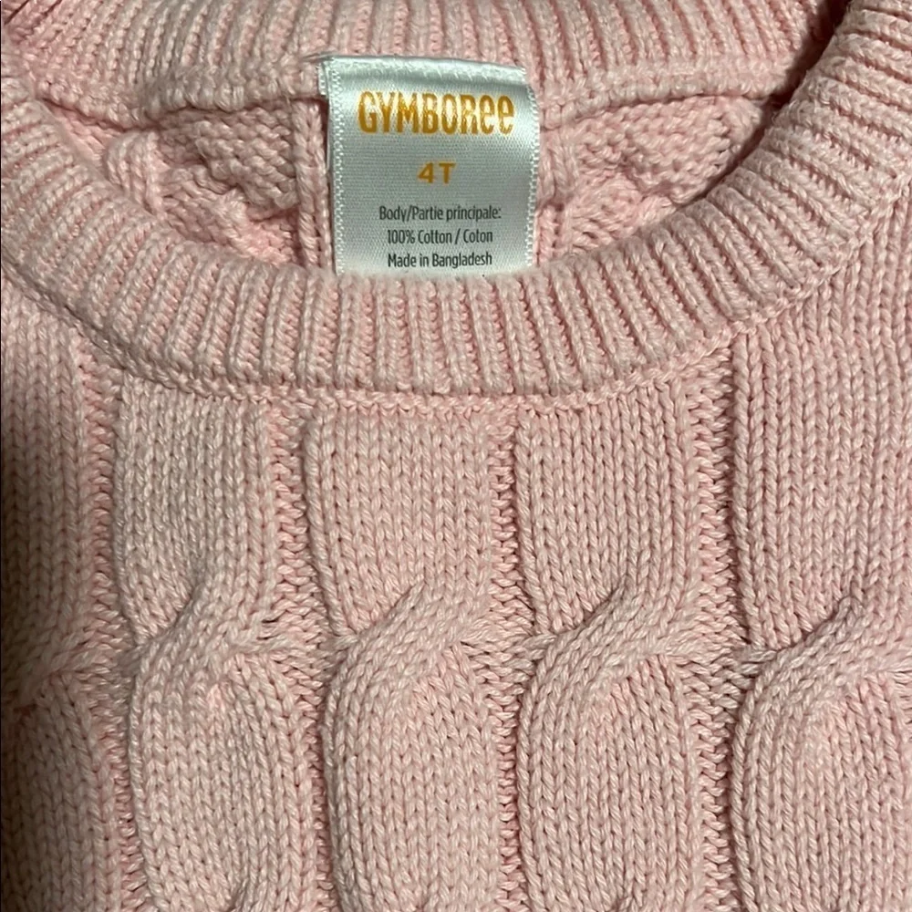 Gymboree Pink Crew Neck Cable Knit Sweater
